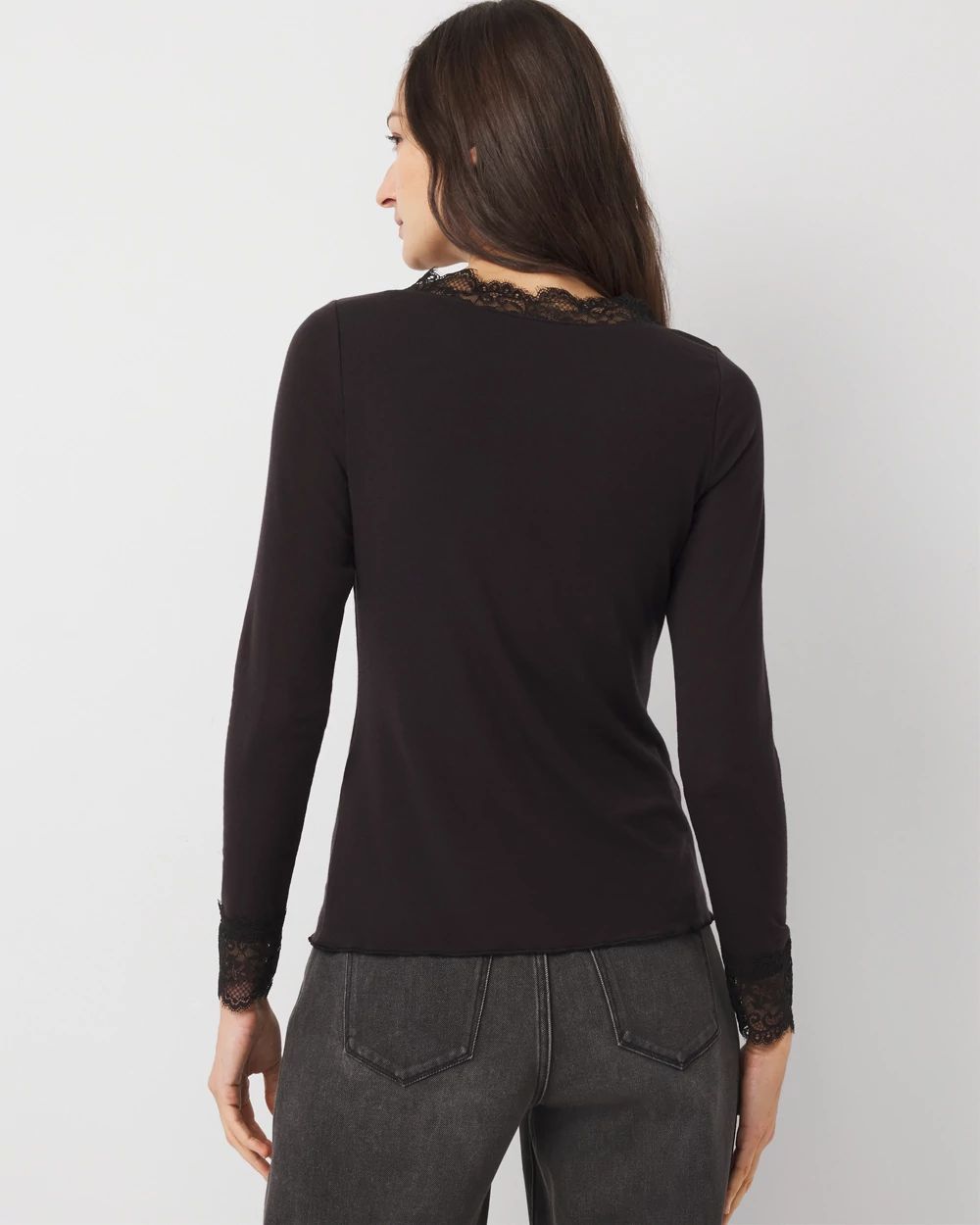 Lace Trim Long Sleeve Tee | White House Black Market